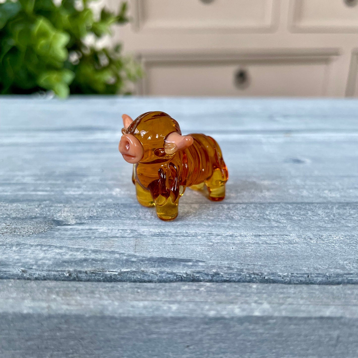 Miniature Glass Highland Cow Figurine Collectable Ornament
