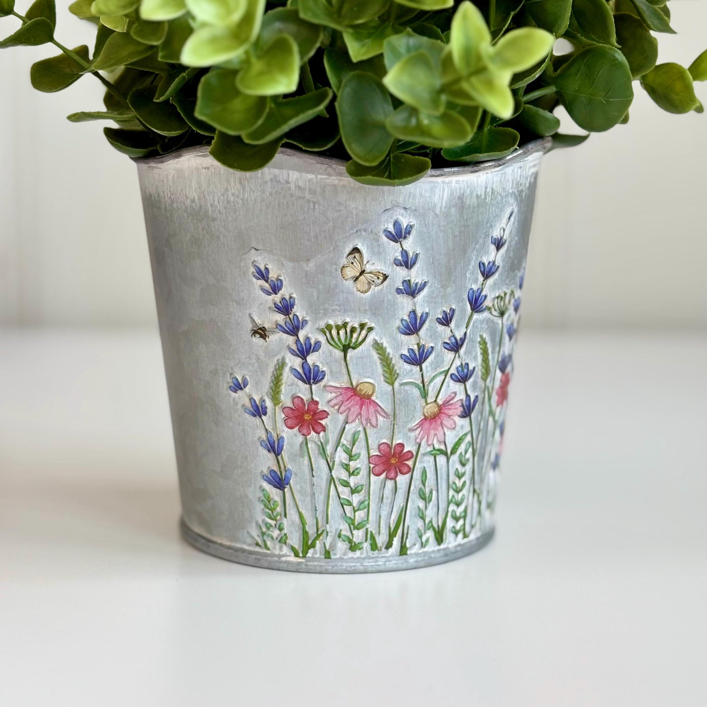 Metal Floral Plant Pot