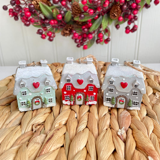 Christmas Cottage Tree Hanger Decorations