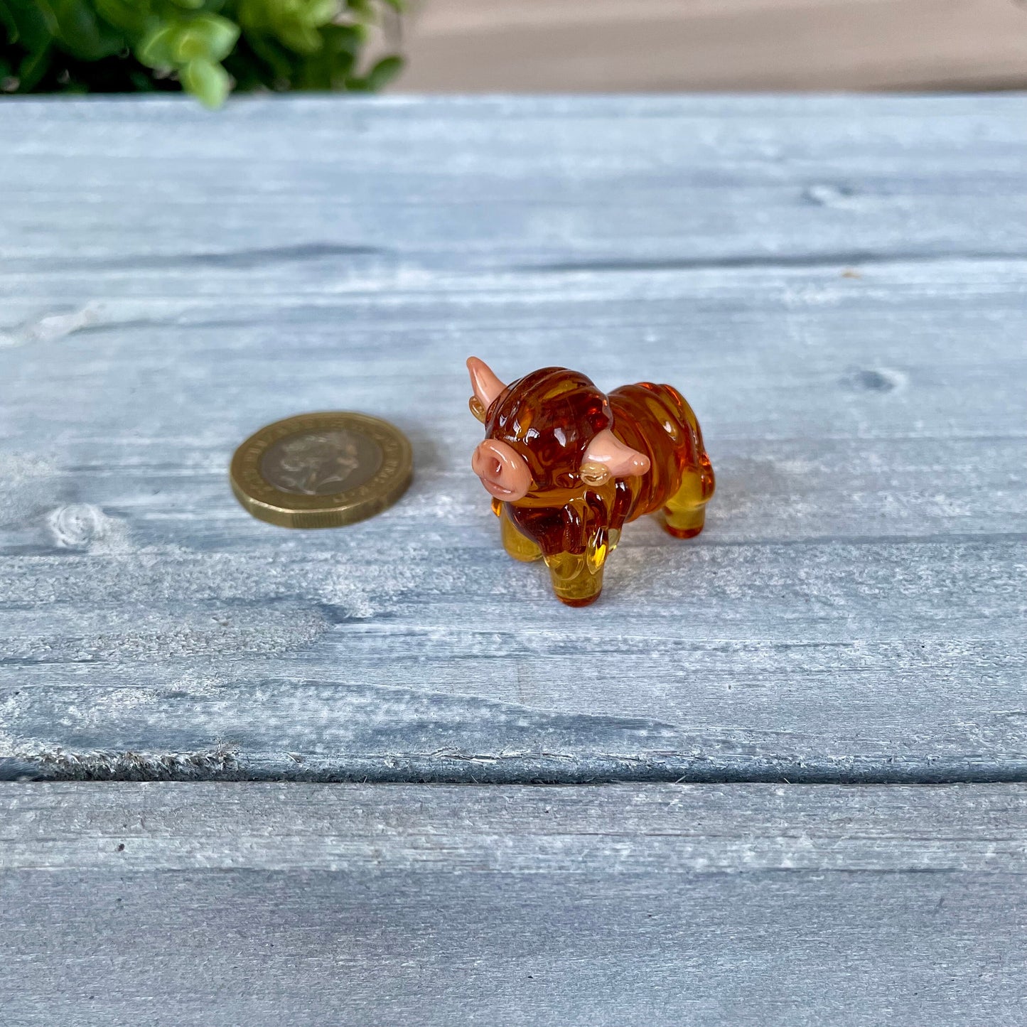 Miniature Glass Highland Cow Figurine Collectable Ornament