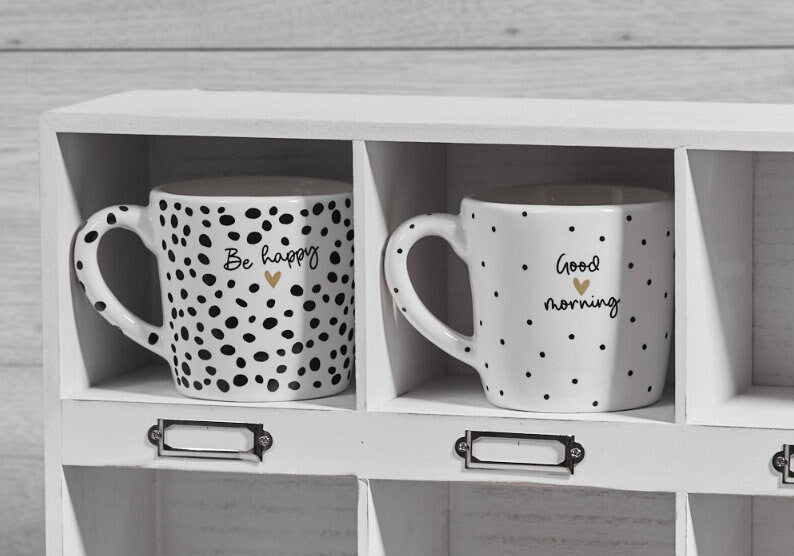 Black and White Spotty Mugs