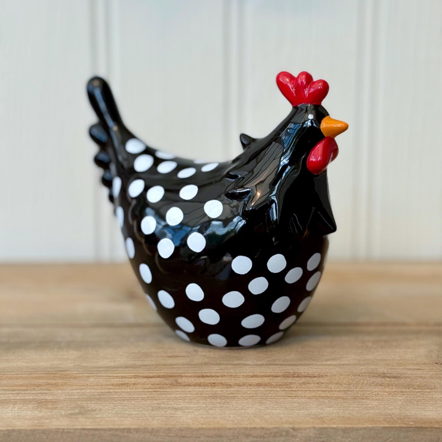 Ceramic Speckled Chicken Ornaments | Farmhouse Kitchen Decor | Rustic Hen Figurines