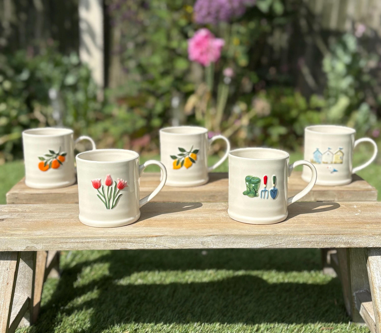 Embossed Stoneware Mugs