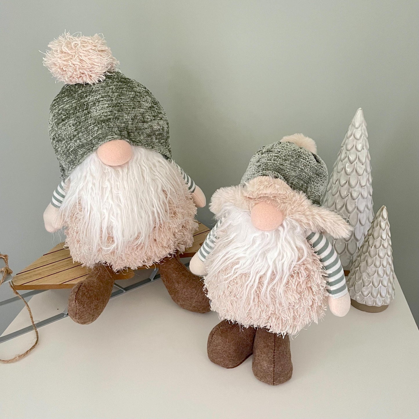 Sage Green Plush Christmas Nordic Santa Gonk Decorations
