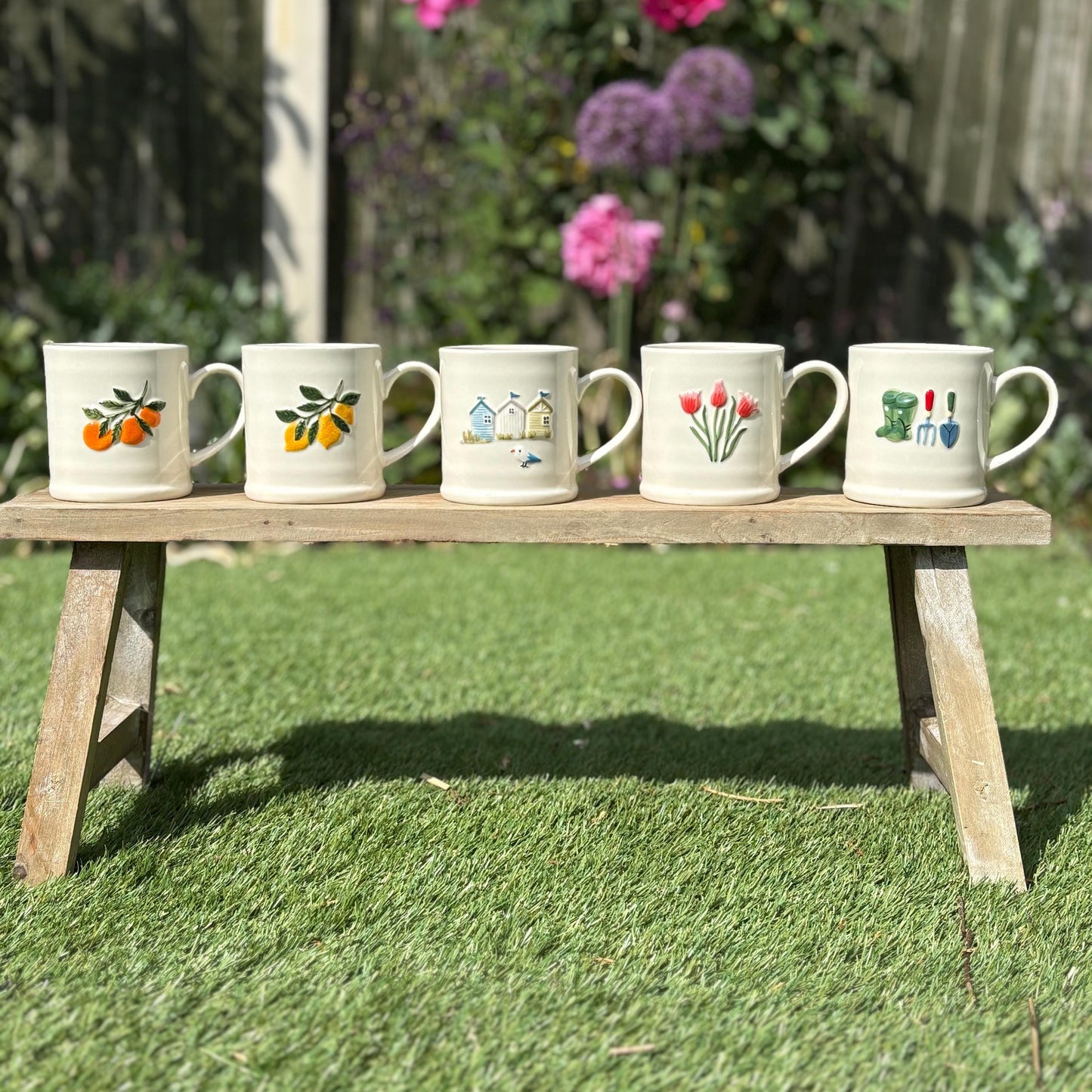 Embossed Stoneware Mugs