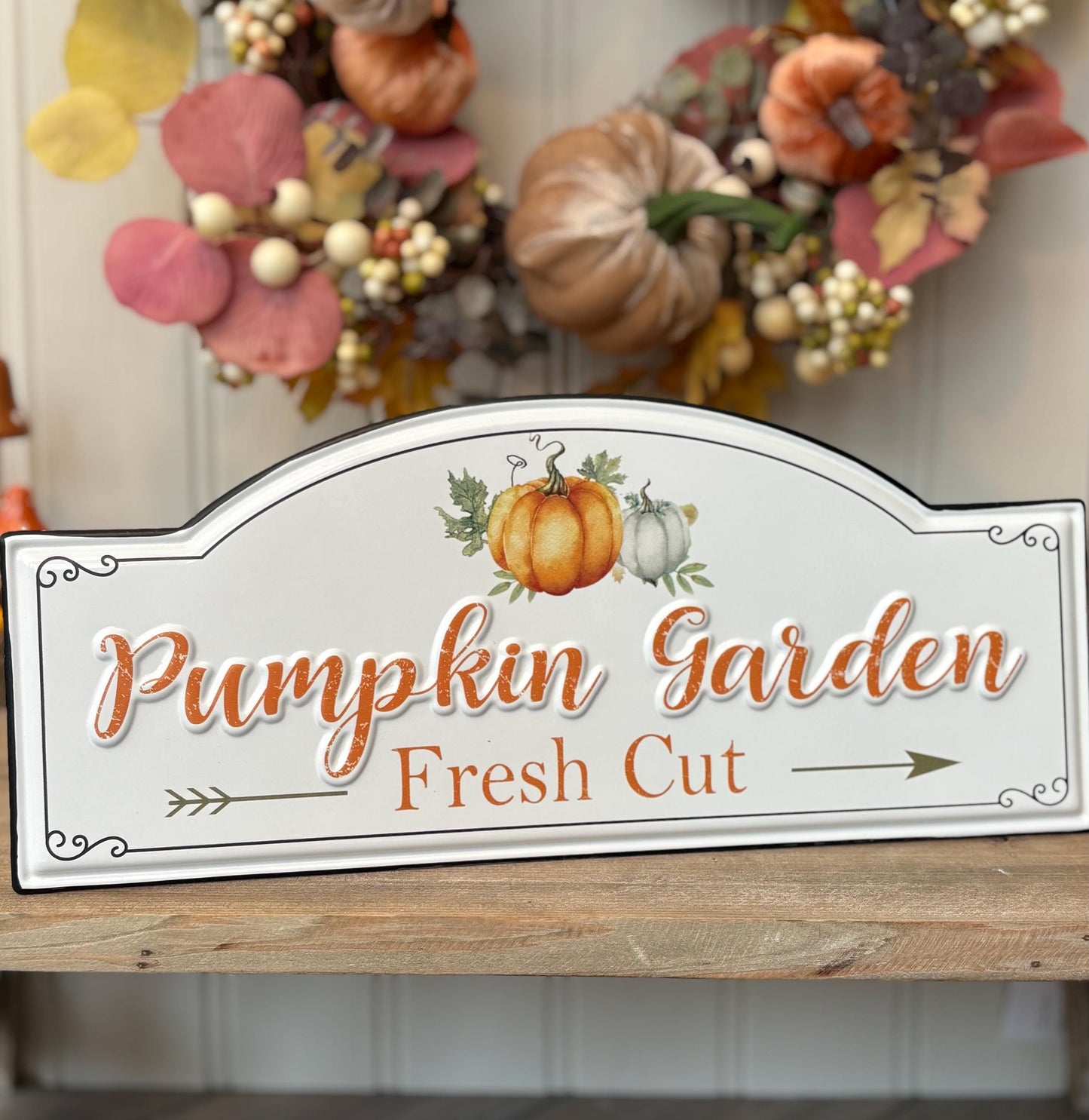 Metal Pumpkin Garden Fresh Cut Sign Ornament