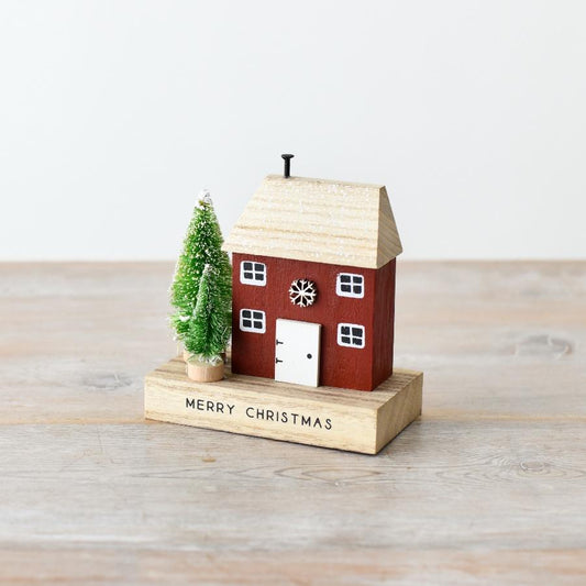 Merry Christmas Wooden Christmas House Ornament