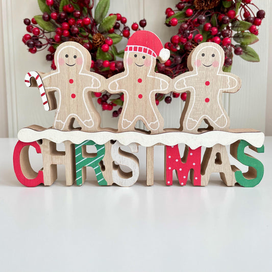 Wooden Gingerbread Christmas Sign Decoration