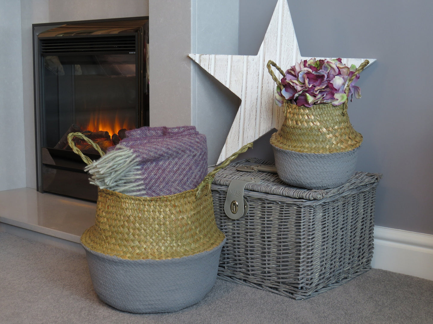 Seagrass Baskets Grey Dipped