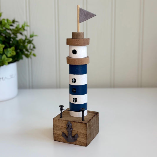 Wooden Seaside Lighthouse Ornament