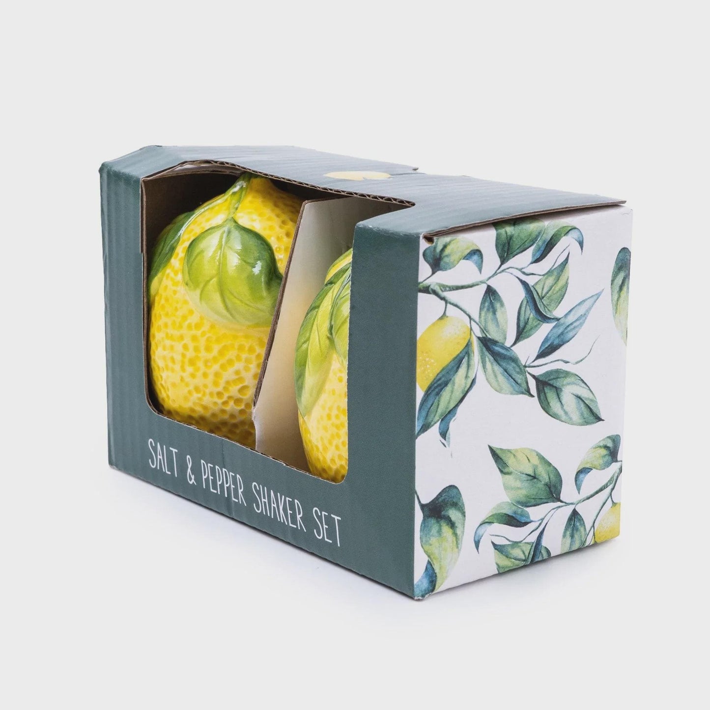 Ceramic Lemon Salt and Pepper Shaker Pots with Box | Cute Ceramic Fruit Condiment Set | Unique Kitchen Decor