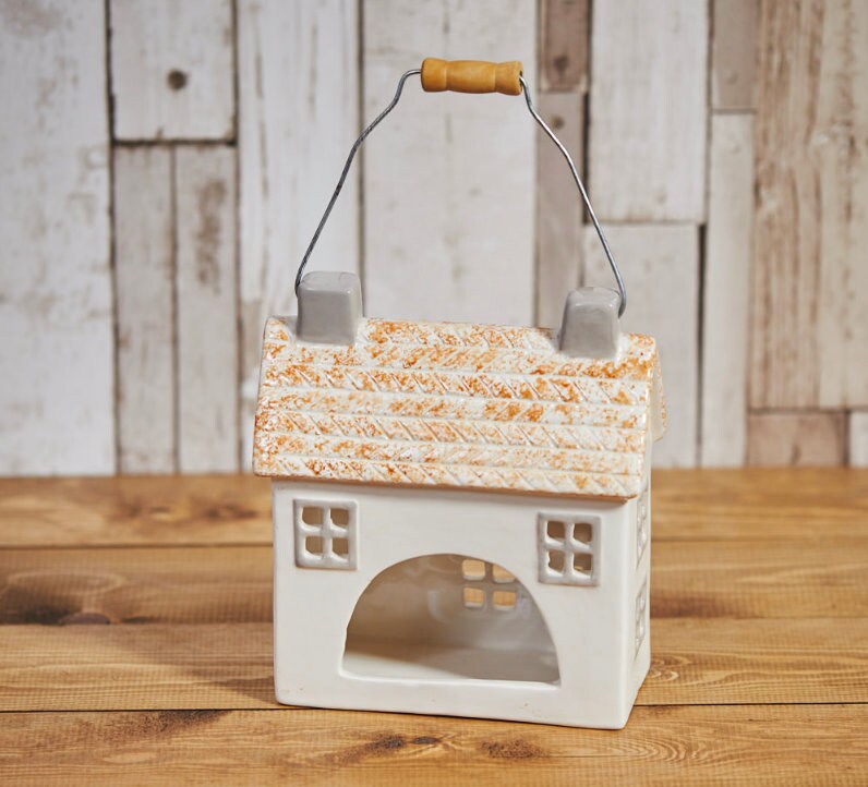 Ceramic House Tea Light Holder with Handle