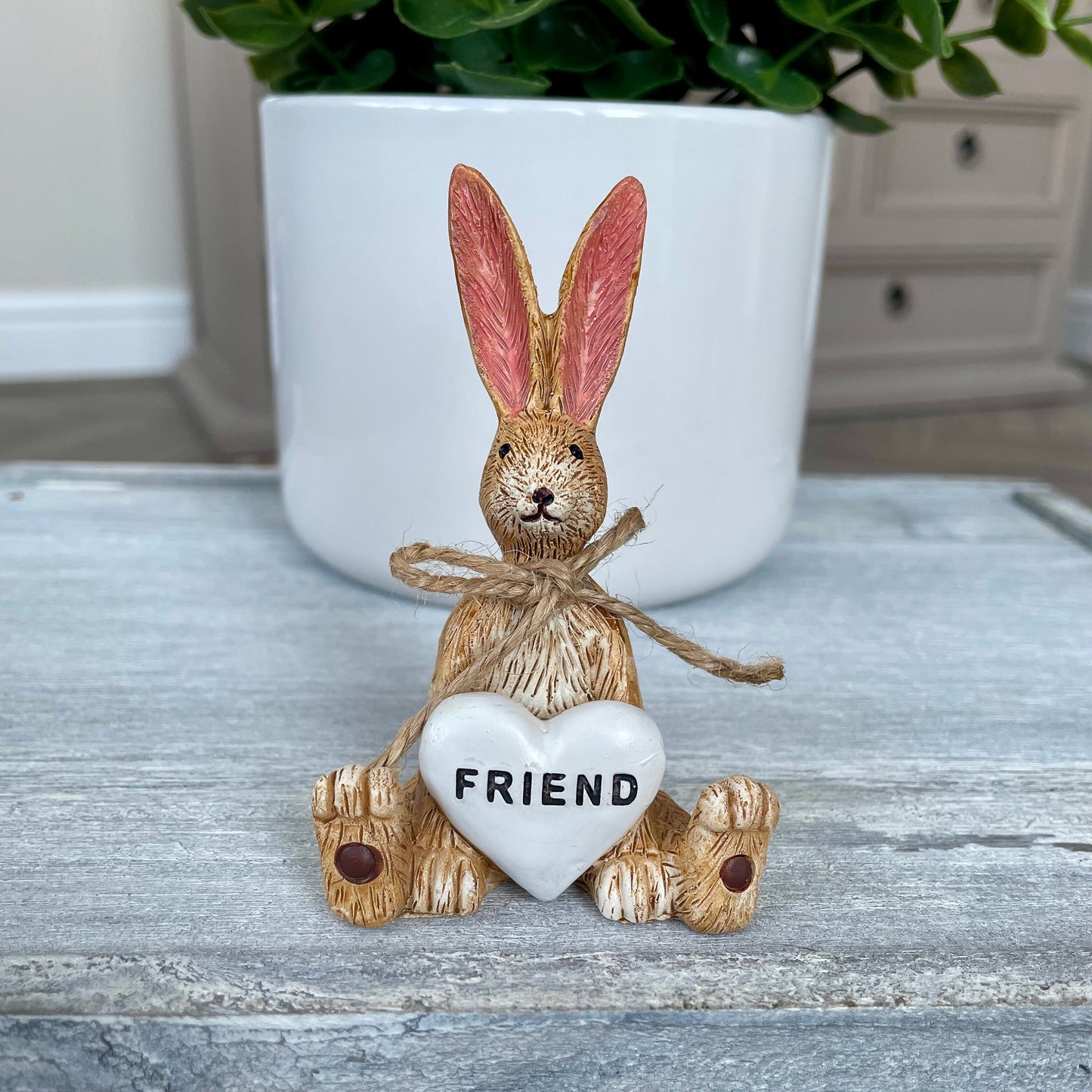 Sitting Rabbit Ornament With Heart | Mum, Friend, Love