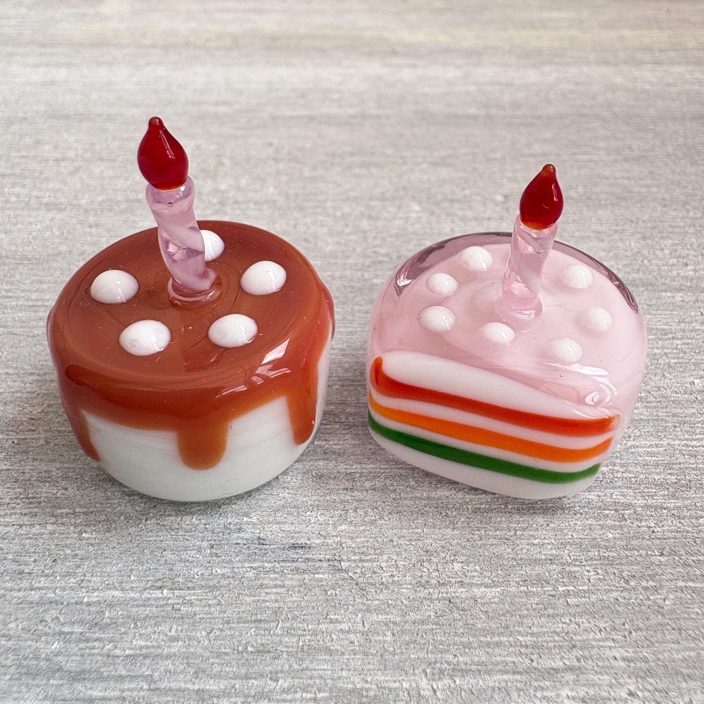 Miniature Glass Birthday Cake Figurine Collectable Ornaments