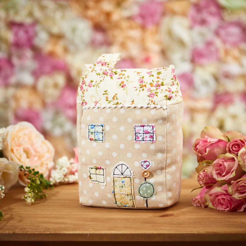 Rose Cottage House Shaped Floral Doorstop