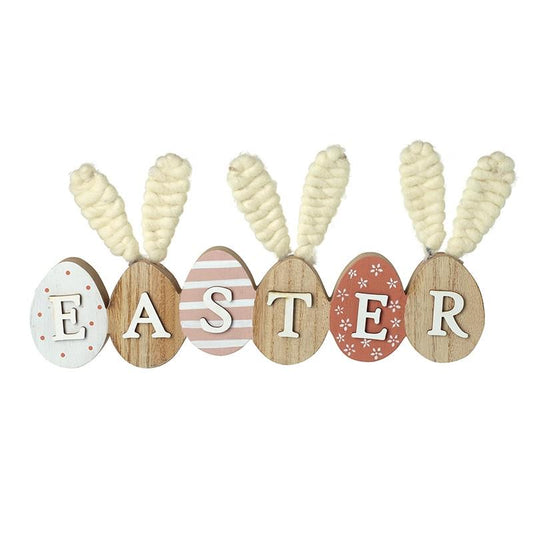Easter Egg Bunny Ears Wooden Display Sign