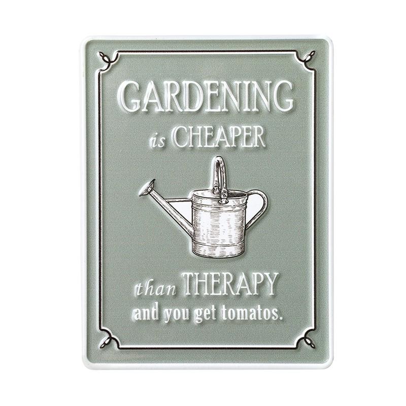 Metal Garden Sign 'Gardening is Cheaper Than Therapy'