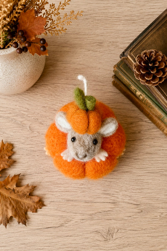 Felt Pumpkin Mouse Autumnal Decoration