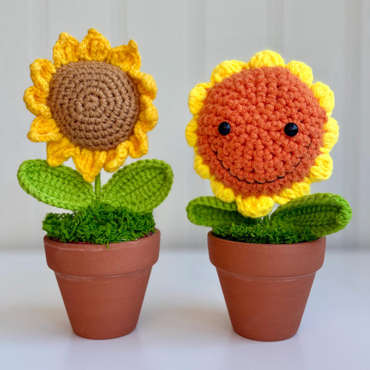 Knitted Sunflower in Plant Pot Ornaments