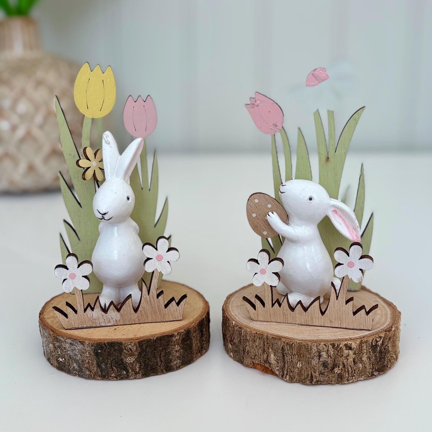 Rustic Wooden Easter Bunny Rabbit Flower Decorations