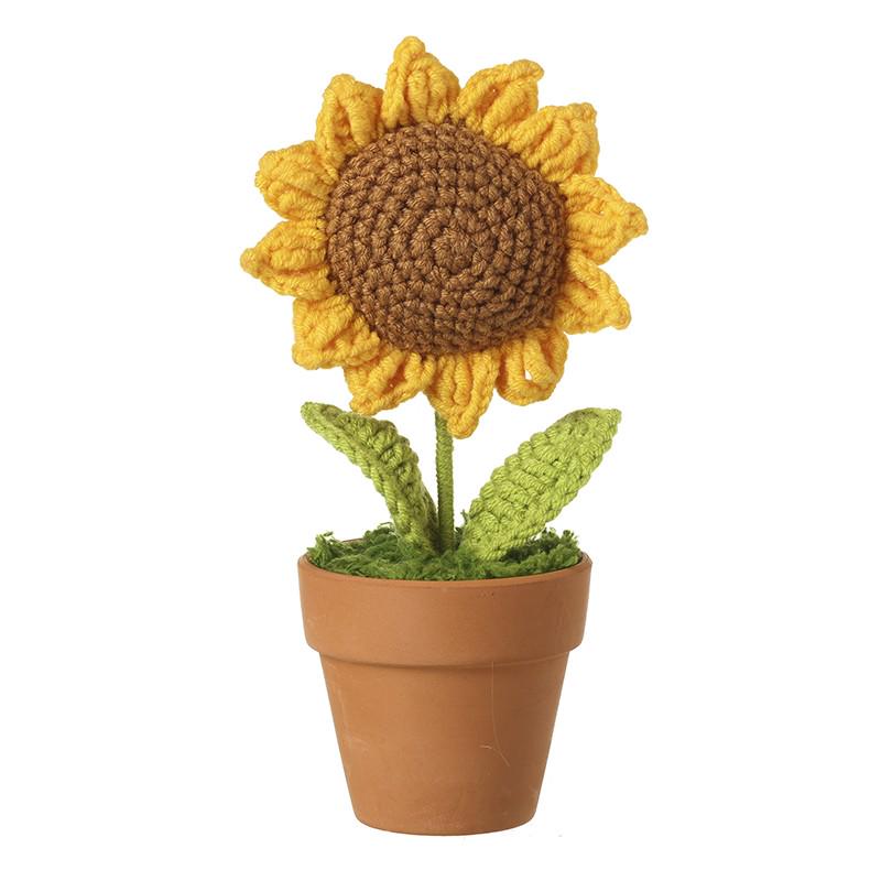 Knitted Sunflower in Plant Pot Ornaments