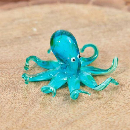 Miniature Glass Octopus Figurine Collectable Ornament with White Box