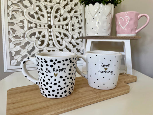 Black and White Spotty Mugs