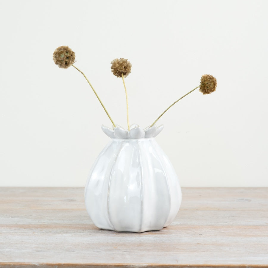 White Ceramic Pod Vases