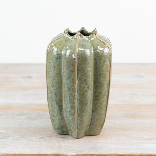 Green Ceramic Seeded Pod Vases