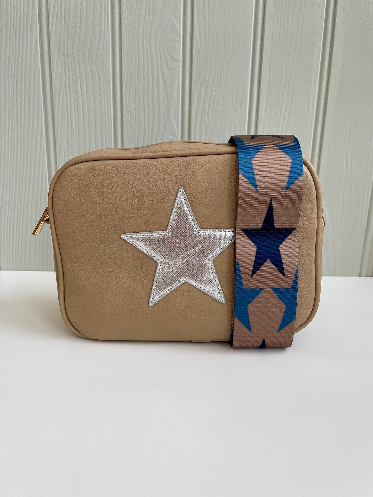 Beige Tasseled Star Crossbody Bag with Changeable Star Bag Strap