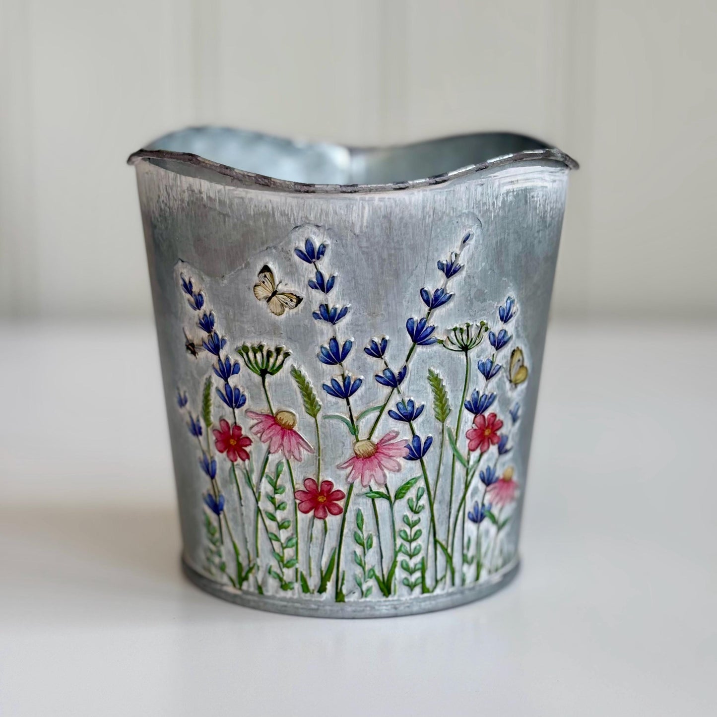 Metal Floral Plant Pot