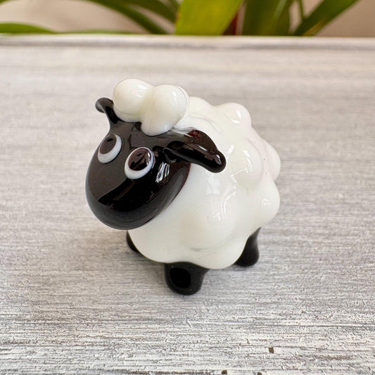 Miniature Glass Sheep Figurine Collectable Ornament