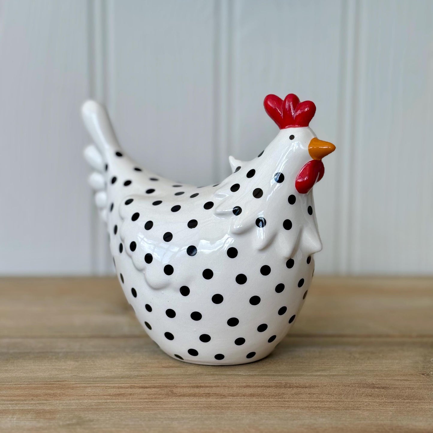 Ceramic Speckled Chicken Ornaments | Farmhouse Kitchen Decor | Rustic Hen Figurines