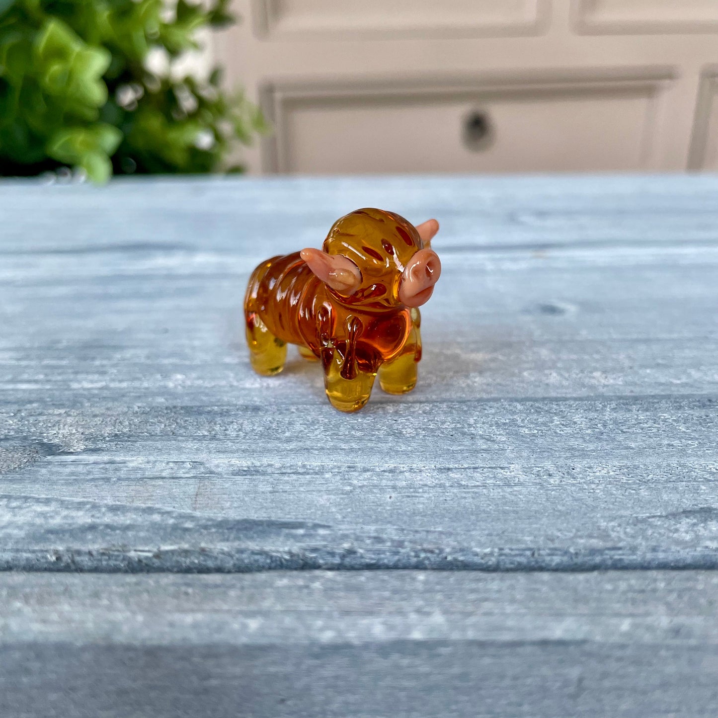 Miniature Glass Highland Cow Figurine Collectable Ornament