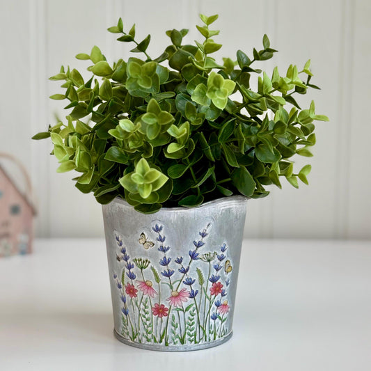 Metal Floral Plant Pot