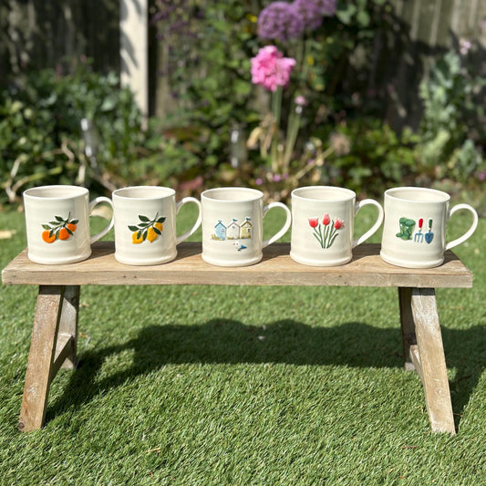 Embossed Stoneware Mugs