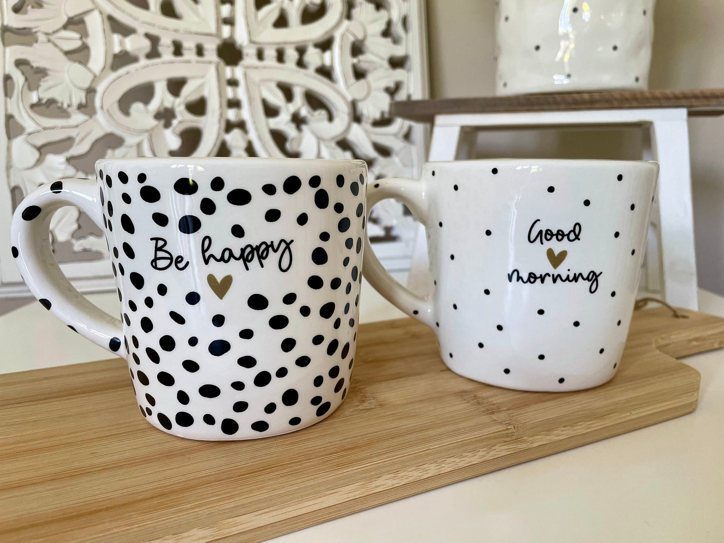 Black and White Spotty Mugs