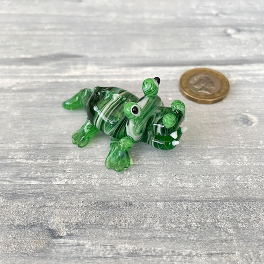 Hand Blown Miniature Glass Crocodile Figurine Collectable Ornament