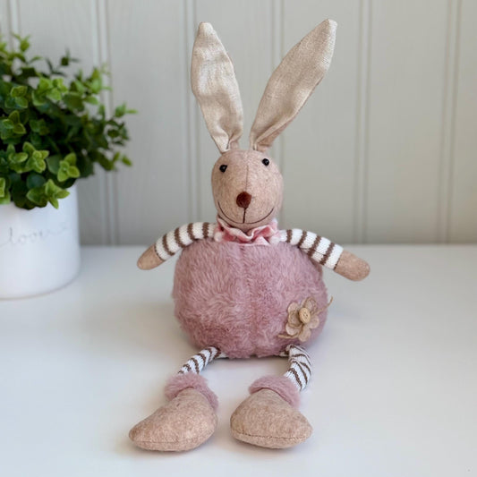 Betsy the Sitting Round Pink Fluffy Rabbit Decoration