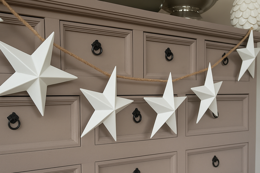 Rustic White Metal Star Garland