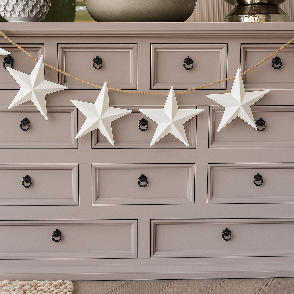 Rustic White Metal Star Garland