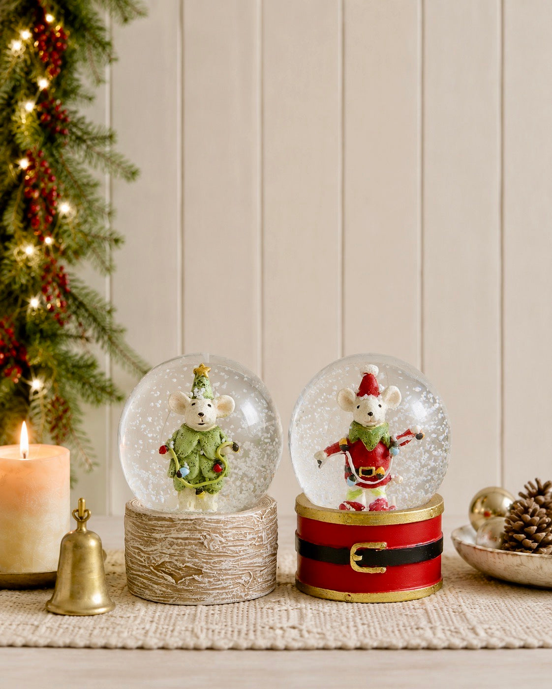 Mini Christmas Mouse Snow Globe Ornaments