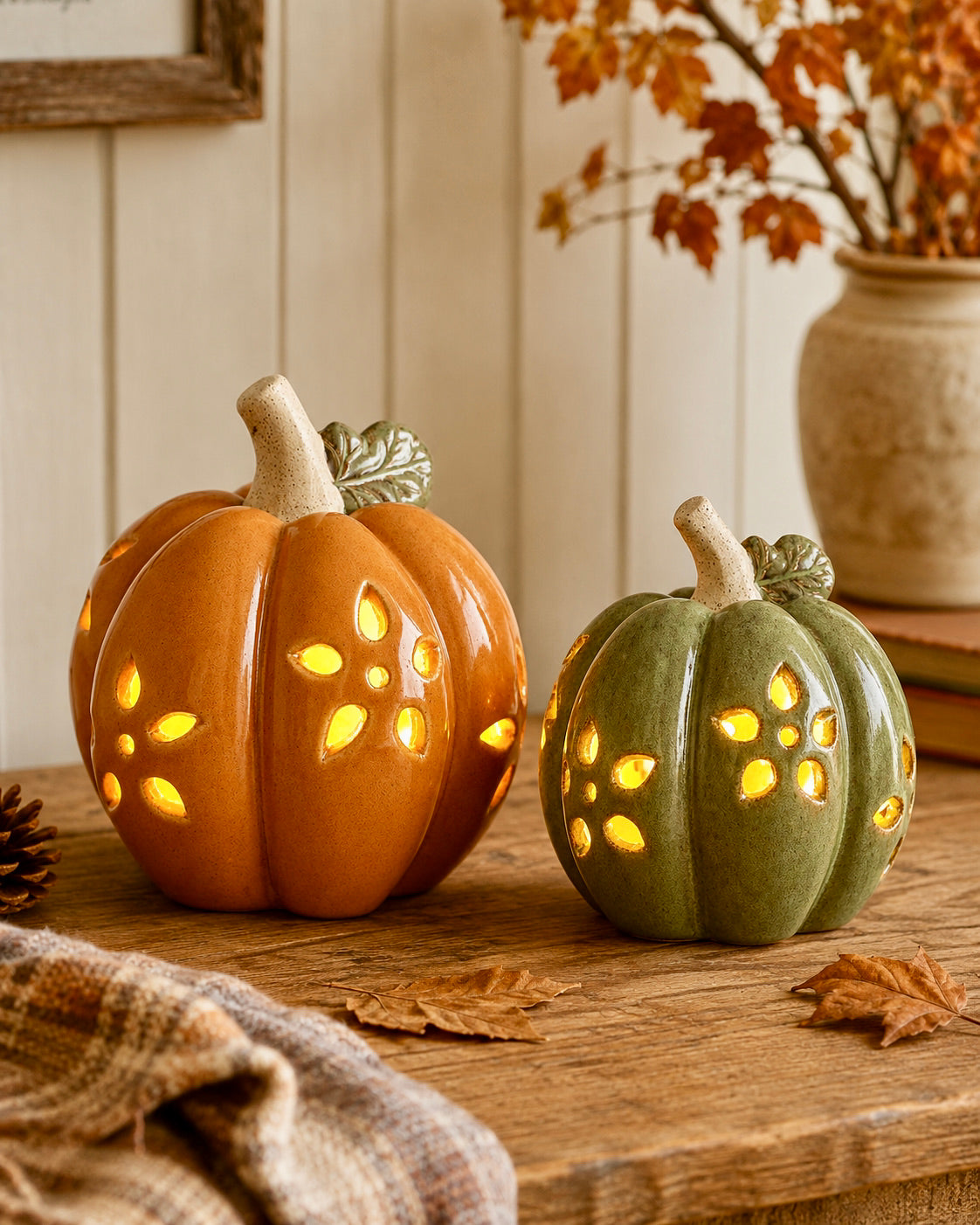 Ceramic LED Autumn Pumpkin Ornaments