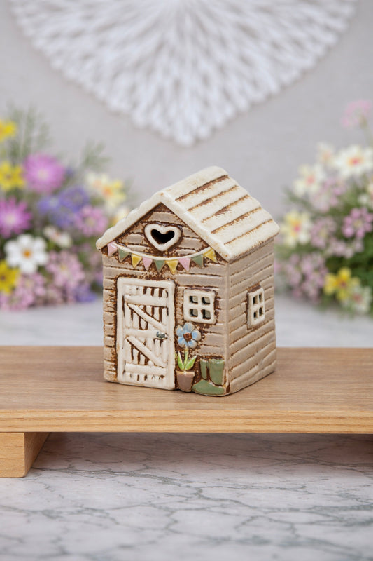 Ceramic Garden Shed & Greenhouse Tea Light Holder Ornaments
