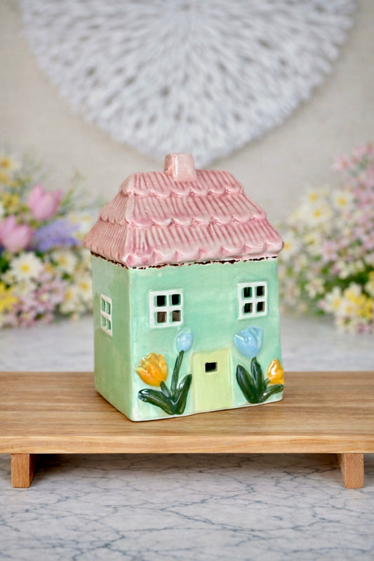 Ceramic Spring House Cottage Tea Light Holder Ornaments