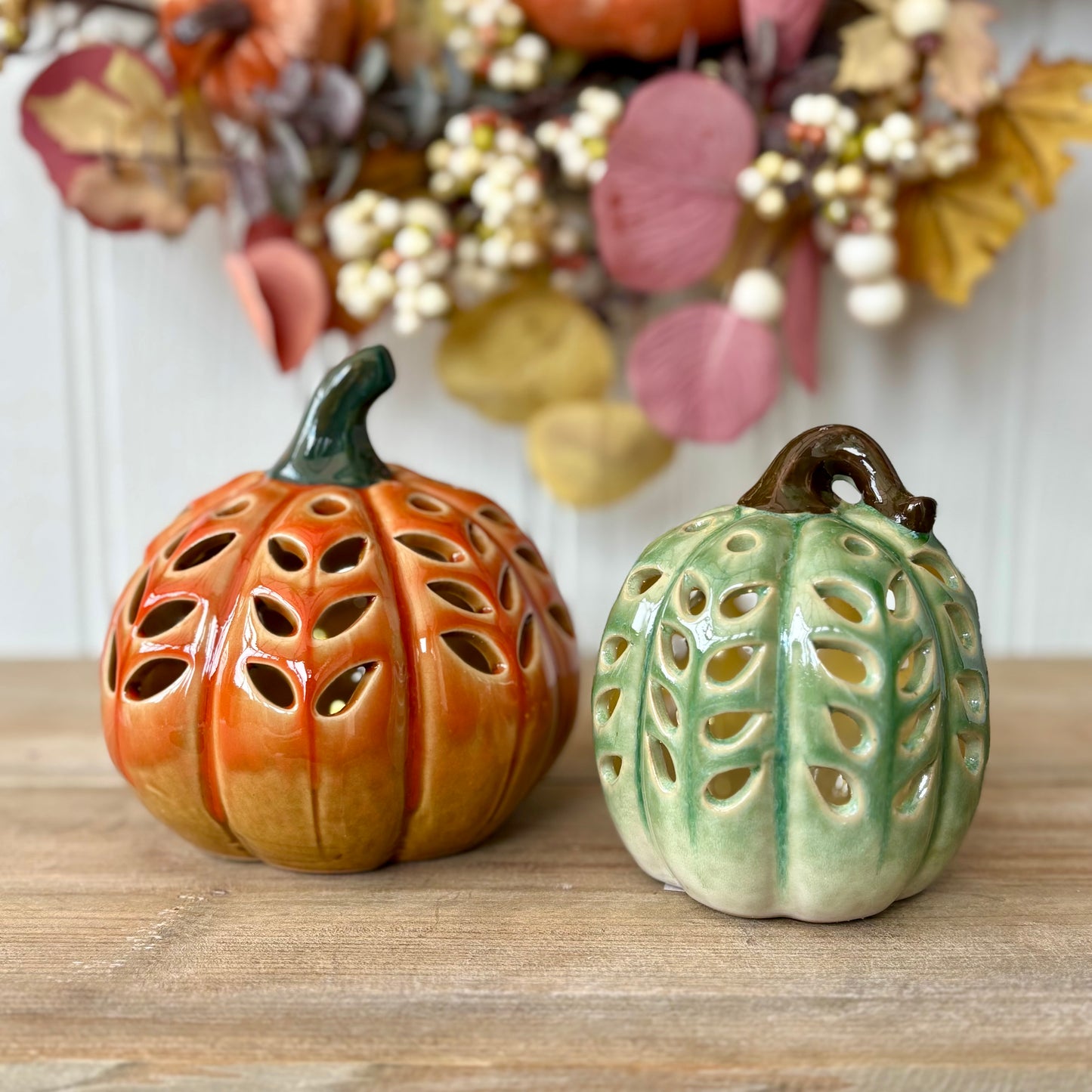 LED Ceramic Autumn Pumpkin & Squash Ornaments