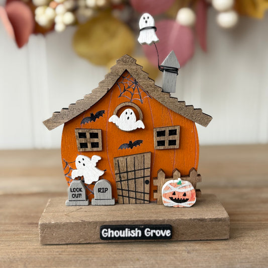 Halloween Haunted House Block Ornaments