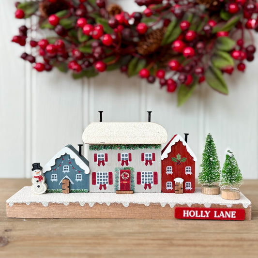 Wooden Christmas House Holly Lane Village Scene