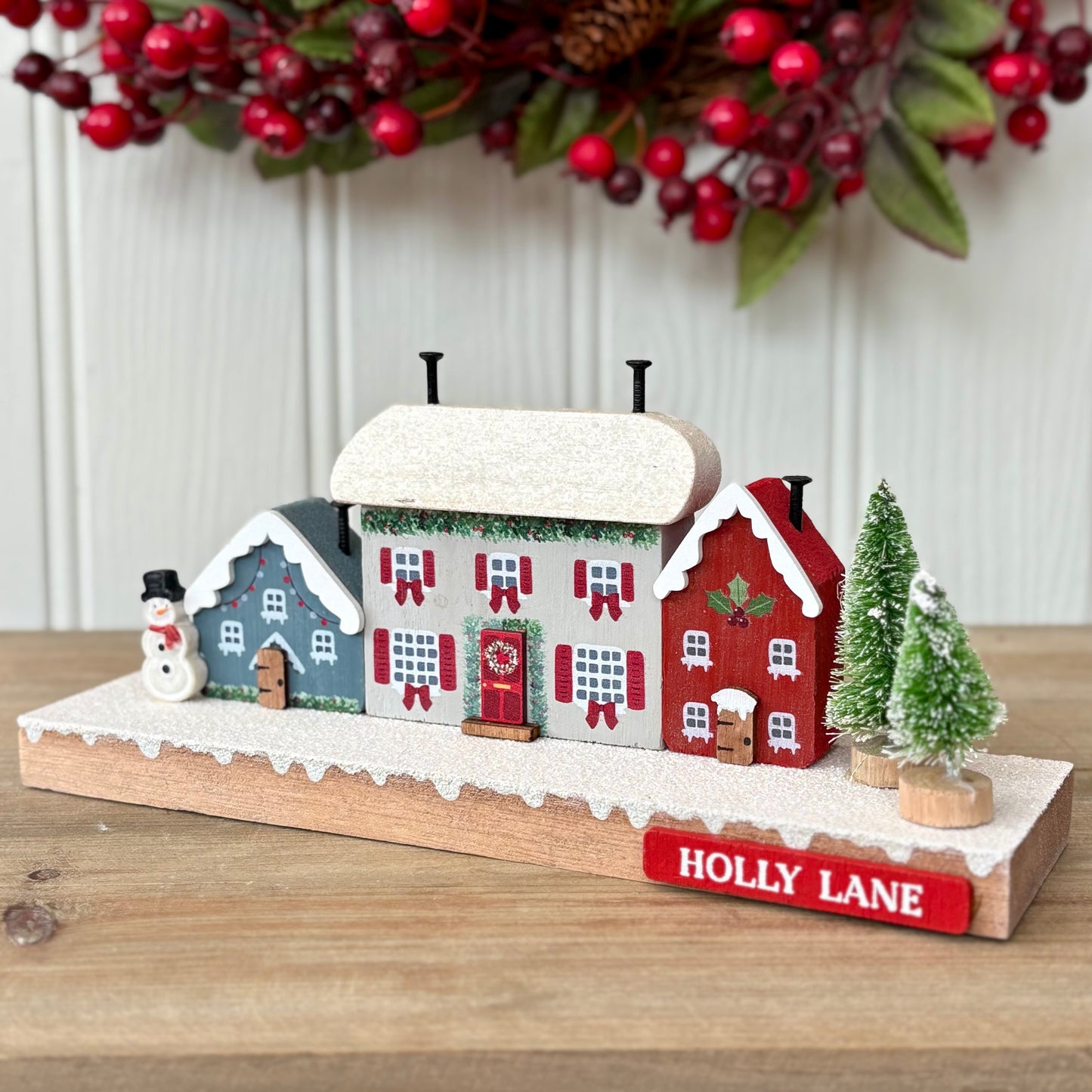 Wooden Christmas House Holly Lane Village Scene