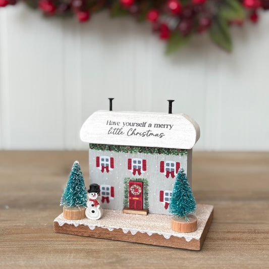 Wooden Christmas House Block Scene 'Have Yourself A Merry Little Christmas'